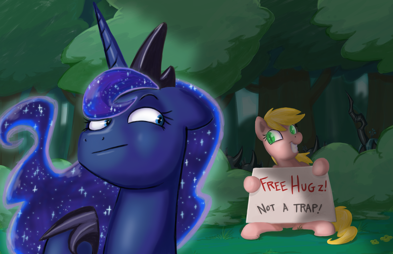 Size: 2919x1891 | Tagged: artist:professor-ponyarity, changeling, derpibooru import, oc, princess luna, queen chrysalis, safe, seems legit, trap (device), zot