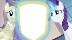 Size: 1422x800 | Tagged: bonna fide, cadance's mirror, derpibooru import, exploitable, exploitable meme, glamour gleam, meme, mirror, rarity, safe