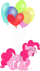 Size: 3425x6000 | Tagged: absurd resolution, artist:sairoch, balloon, derpibooru import, floating, it's about time, panic, pinkie pie, safe, simple background, then watch her balloons lift her up to the sky, transparent background, vector