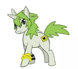 Size: 477x424 | Tagged: safe, artist:negativezerro, derpibooru import, ponified, natural harmonia gropius, pony, unicorn, bracelet, jewelry, n, pokémon, solo