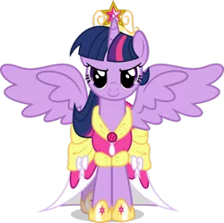 Size: 896x892 | Tagged: safe, derpibooru import, twilight sparkle, twilight sparkle (alicorn), alicorn, pony, >:), clothes, coronation dress, cute, dress, evil, evil grin, female, grin, happy, mare, pure unfiltered evil, simple background, smiling, smirk, solo, spread wings, transparent background, twiabetes, tyrant sparkle, vector, wings