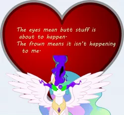 Size: 600x557 | Tagged: dark magic, derpibooru import, heart, holiday, lasty's hearts, magic, princess celestia, simple, sombra eyes, spread wings, suggestive, valentine, valentine's day, wings