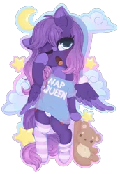 Size: 3001x4355 | Tagged: suggestive, artist:wickedsilly, derpibooru import, oc, oc:warmheart efficacy, unofficial characters only, pegasus, pony, chibi, clothes, simple background, sleepy, socks, transparent background