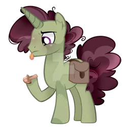 Size: 1280x1273 | Tagged: safe, artist:bebraveforme, derpibooru import, oc, oc:toad stool, pony, unicorn, bag, deviantart watermark, male, mushroom, obtrusive watermark, saddle bag, simple background, solo, stallion, transparent background, watermark