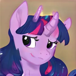 Size: 1024x1024 | Tagged: safe, artist:thisponydoesnotexist, derpibooru import, machine learning generated, oc, bicorn, pony, artificial intelligence, horn, image, jpeg, looking at you, multiple horns, neural network, not twilight sparkle, solo