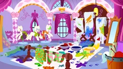 Size: 1280x720 | Tagged: background, carousel boutique, derpibooru import, flutter brutter, liminal space, no pony, rarity's bedroom, safe, scenic ponyville, screencap