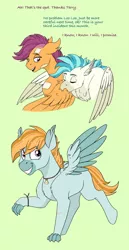 Size: 2048x3961 | Tagged: safe, artist:pastel-charms, derpibooru import, scootaloo, terramar, oc, oc:tidal wave, classical hippogriff, hippogriff, hybrid, pony, female, grooming, interspecies offspring, male, offspring, older, parent:scootaloo, parent:terramar, parents:terraloo, preening, shipping, straight, terraloo