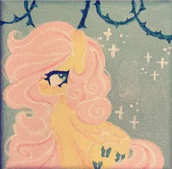 Size: 720x712 | Tagged: acrylic painting, artist:dollbunnie, derpibooru import, eyelashes, fanart, fluttershy, pegasus, safe, solo, sparkling, traditional art