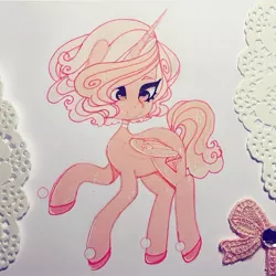 Size: 720x719 | Tagged: safe, artist:dollbunnie, derpibooru import, ponified, alicorn, pony, clothes, crossover, eyebrows, eyelashes, pink diamond (steven universe), shoes, solo, steven universe