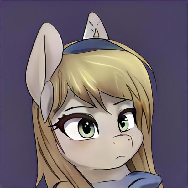 Size: 1024x1024 | Tagged: safe, artist:thisponydoesnotexist, derpibooru import, machine learning generated, oc, oc:serena pine, earth pony, artificial intelligence, cute, earth pony oc, female, frown, image, jpeg, mare, neural network, ocbetes, solo