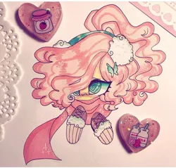 Size: 720x689 | Tagged: safe, artist:dollbunnie, derpibooru import, fluttershy, butterfly hairpin, clothes, earmuffs, eyebrows, fanart, hair over one eye, hairpin, heart eyes, instagram, scarf, shoes, solo, wingding eyes, winter