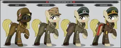 Size: 1280x512 | Tagged: safe, artist:brony-works, derpibooru import, oc, unofficial characters only, earth pony, afrika korps, blushing, clothes, female, goggles, hat, helmet, mare, mask, nazi, nazi germany, officer, smiling, soldier, stahlhelm, swastika, sweat, uniform, world war ii