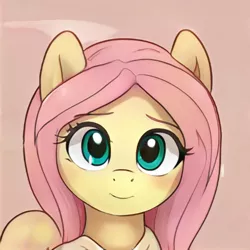 Size: 1024x1024 | Tagged: safe, artist:thisponydoesnotexist, derpibooru import, edit, machine learning generated, fluttershy, pegasus, pony, artificial intelligence, cute, image, jpeg, neural network, simple background, solo