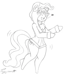 Size: 1024x1167 | Tagged: safe, artist:timmy_22222001, derpibooru import, mayor mare, earth pony, semi-anthro, clothes, cosplay, costume, hoodie, kigurumi, monochrome, pencil drawing, solo, traditional art