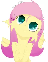 Size: 1000x1300 | Tagged: artist:fajnyziomal, cheek fluff, chest fluff, cute, derpibooru import, floppy ears, fluttershy, pegasus, safe, shyabetes, simple background, white background