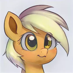 Size: 1024x1024 | Tagged: safe, artist:thisponydoesnotexist, derpibooru import, edit, machine learning generated, oc, earth pony, pony, artificial intelligence, female, filly, image, jpeg, neural network, not applejack, simple background, solo