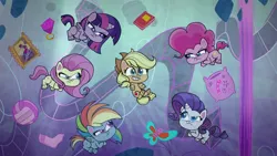 Size: 1920x1080 | Tagged: angry, applejack, book, derpibooru import, fluttershy, jewelry, kite, my little pony: pony life, painting, pillow, pinkie pie, pony surfin' safari, rainbow dash, rarity, ring, safe, screencap, sock, spoiler:pony life s01e22, sports, twilight sparkle, volleyball, whistler's mother