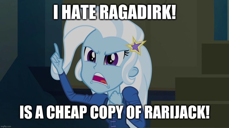 Size: 1280x714 | Tagged: safe, derpibooru import, edit, edited screencap, screencap, trixie, equestria girls, rainbow rocks, caption, image macro, implied dirk thistleweed, implied gay, implied lesbian, implied ragamuffin, implied rarijack, implied shipping, mouthpiece, text