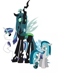 Size: 2048x2568 | Tagged: safe, derpibooru import, queen chrysalis, shining armor, oc, oc:chrysalling armor, changeling, changeling queen, changepony, hybrid, unicorn, crack shipping, female, half-changeling oc, infidelity, interspecies offspring, male, next generation, offspring, parent:queen chrysalis, parent:shining armor, parents:shining chrysalis, shining chrysalis, shipping, straight
