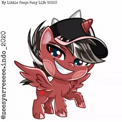 Size: 1080x1080 | Tagged: safe, artist:cokelatbasii, derpibooru import, ponified, alicorn, pony, my little pony: pony life, alicornified, baseball cap, boboiboy, cap, crossover, grin, hat, horn, male, race swap, raised hoof, simple background, smiling, spread wings, stallion, style emulation, unshorn fetlocks, white background, wings