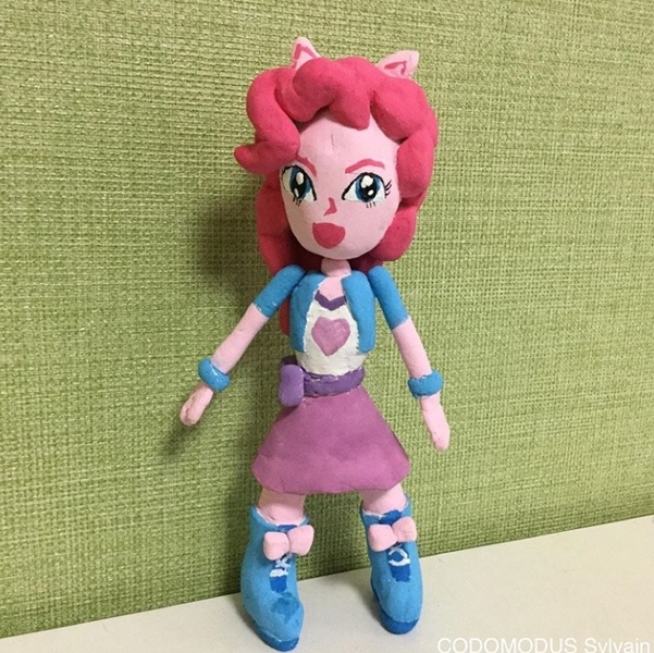 Size: 703x702 | Tagged: safe, artist:codomodus__sylvain, artist:kne, derpibooru import, pinkie pie, equestria girls, child artwork, clay, doll, figure, solo, toy