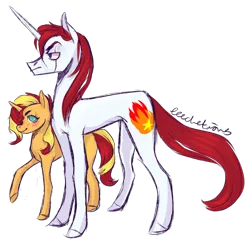 Size: 1024x990 | Tagged: safe, artist:leechetious, derpibooru import, sunset shimmer, oc, oc:eternal flames, pony, unicorn, angry, beard, blushing, canon x oc, clown, commission, cute, daaaaaaaaaaaw, drugged, facial hair, female, love, male, moustache, my little pony, serious, vector, white skin