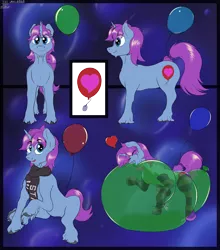 Size: 5185x5887 | Tagged: artist:tai kai, balloon, balloon sitting, blue coat, blue eyes, blurry background, clothes, cutie mark, derpibooru import, floating heart, heart, oc, oc:mobian, purple mane, reference sheet, safe, scarf, socks