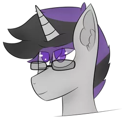 Size: 1500x1500 | Tagged: safe, artist:inky scroll, derpibooru import, oc, oc:inky scroll, unicorn, bust, glasses, simple background, smiling, transparent background