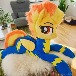 Size: 3024x3024 | Tagged: safe, artist:epicrainbowcrafts, derpibooru import, spitfire, pony, clothes, irl, life size, photo, plushie, solo, uniform, wonderbolts uniform