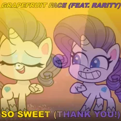 Size: 2000x2000 | Tagged: safe, artist:grapefruitface1, derpibooru import, rarity, pony, unicorn, my little pony: pony life, double pony, gradient background, happy, self ponidox, single cover, smiling, song
