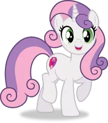 Size: 4159x4719 | Tagged: safe, artist:kojibiose, derpibooru import, sweetie belle, pony, unicorn, growing up is hard to do, absurd resolution, cute, diasweetes, female, happy, looking at you, mare, older, older sweetie belle, raised leg, simple background, smiling, transparent background, vector