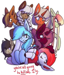 Size: 2550x2950 | Tagged: artist:raya, derpibooru import, oc, oc:blackberry frost, oc:deepest apologies, oc:gray lily, oc:misfit patchwork, oc:mixtape, oc:nazir, oc:retro hearts, oc:rosalie, rayaexperimental, safe, simple background, transparent background, unofficial characters only