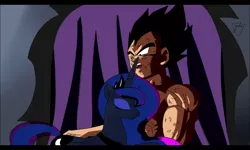 Size: 800x480 | Tagged: alicorn, artist:yordisz, close eyes, comforting, crossover, crossover shipping, derpibooru import, dragon ball super, dragon ball z, fanfic art, hug, injured, princess luna, safe, saiyan, screencap, shipping, surprised, vegeta