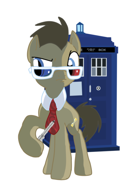 Size: 627x951 | Tagged: safe, artist:ripped-ntripps, derpibooru import, doctor whooves, time turner, earth pony, 3d glasses, doctor who, simple background, solo, sonic screwdriver, tardis, transparent background