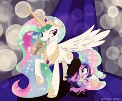 Size: 680x564 | Tagged: alicorn, artist:zebra10045, crossover, crown, derpibooru import, dog, jewelry, littlest pet shop, magic, microphone, nicole oliver, princess celestia, regalia, safe, voice actor joke, zoe trent