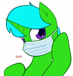 Size: 700x724 | Tagged: safe, alternate version, artist:$b66, derpibooru import, oc, oc:green byte, pony, unicorn, commission, horn, male, mask, signature, simple background, solo, stallion, transparent background, unicorn oc, ych result