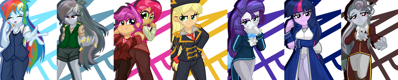 Size: 4165x842 | Tagged: safe, artist:geraritydevillefort, derpibooru import, applejack, babs seed, rainbow dash, rarity, scootaloo, twilight sparkle, the count of monte rainbow, equestria girls, albert de morcef, danglajacks, danglars, franz d'epinay, mondego, monsparkle, rainbow dantes, rarifort, the count of monte cristo, villefort