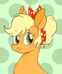 Size: 776x926 | Tagged: safe, artist:woollily, derpibooru import, applejack, ponified, pony, equestria girls, equestria girls series, five to nine, alternate hairstyle, blushing, bust, cute, equestria girls ponified, female, hair bun, hairband, jackabetes, kerchief, mare, portrait, solo