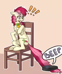 Size: 2500x3000 | Tagged: safe, artist:chibadeer, derpibooru import, roseluck, earth pony, pony, adorable distress, collar, cute, fluffy, pet tag, pony pet, roomba, rosepet, scary, tail, vacuum cleaner