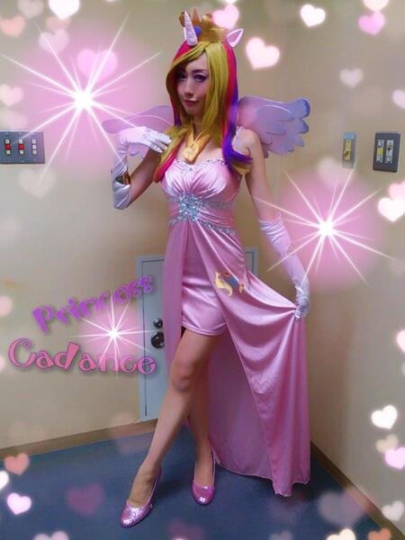 Size: 768x1024 | Tagged: artist:bunnyoxo, clothes, cosplay, costume, crown, derpibooru import, dress, gloves, horn, human, irl, irl human, japanese, jewelry, meta, photo, pony ears, princess cadance, regalia, safe, solo, twitter, wings