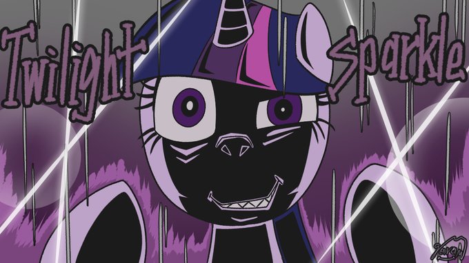 Size: 680x382 | Tagged: safe, artist:garammasara, derpibooru import, twilight sparkle, creepy, digital art, funny face, sharp teeth, solo, teeth