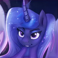 Size: 1024x1024 | Tagged: safe, artist:thisponydoesnotexist, derpibooru import, machine learning generated, oc, alicorn, bust, ethereal mane, female, image, jpeg, neural network, solo, starry mane