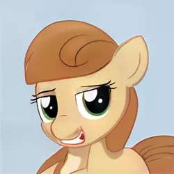 Size: 1024x1024 | Tagged: safe, artist:thisponydoesnotexist, derpibooru import, machine learning generated, oc, oc:cream heart, earth pony, pony, female, image, jpeg, neural network, simple background, smiling, solo