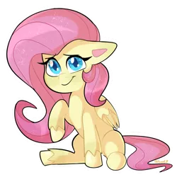 Size: 1280x1280 | Tagged: safe, artist:reborn3580, derpibooru import, part of a set, fluttershy, pegasus, pony, my little pony: pony life, female, floppy ears, folded wings, g4.5 to g4, looking at you, mare, outline, raised hoof, simple background, sitting, smiling, solo, three quarter view, transparent background, white outline, wings