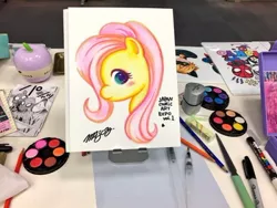 Size: 540x405 | Tagged: 2018, artist:majoy_tokyo, derpibooru import, fluttershy, japan comic art expo, safe, solo, traditional art