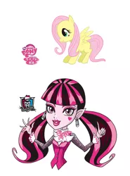 Size: 500x675 | Tagged: artist:majoy_tokyo, derpibooru import, digital art, draculaura, fluttershy, missing cutie mark, monster high, safe