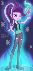 Size: 1280x2688 | Tagged: safe, artist:frozen-fairyfire, derpibooru import, starlight glimmer, equestria girls, alternate design, cutie mark, evil grin, grin, smiling, solo