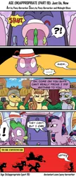 Size: 938x2177 | Tagged: artist:pony-berserker, baseball bat, chase, comic, comic:age (in)appropriate, derpibooru import, derpy hooves, dragon, oc, oc:cream heart, running, safe, scooter, speech bubble, spike, this will not end well, twilight sparkle