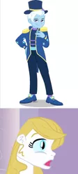 Size: 789x1759 | Tagged: safe, artist:limedazzle, derpibooru import, editor:jdueler11, prince blueblood, trixie, equestria girls, bluetrix, equestria girls-ified, equestria guys, female, hat, magician outfit, male, princess bluebelle, rule 63, shipping, simple background, straight, top hat, transparent background, tristan