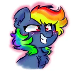 Size: 421x421 | Tagged: safe, artist:honneymoonmlp, derpibooru import, rainbow dash, pegasus, pony, secrets and pies, evil pie hater dash, freckles, solo